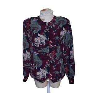 Vintage Bora Bora Womens Floral‎ Button Down Long sleeve button Shirt Size 12
